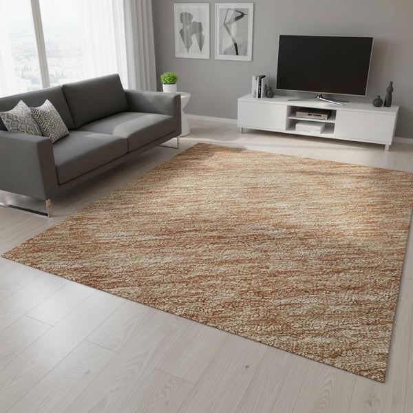 HomeRoots 5' X 8' Modern Rust and Beige Ombre Area Rug - Washable, UV Protected, Stain Resistant, Durable Design 673797