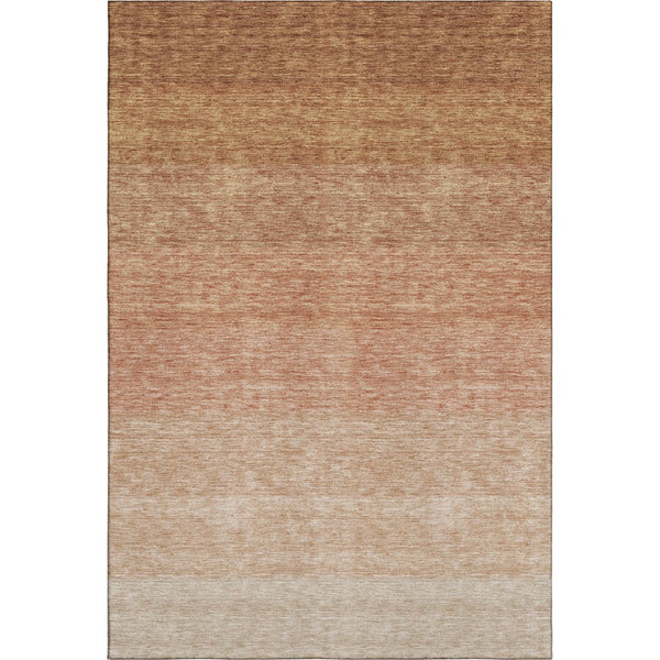 HomeRoots 5' X 8' Modern Rust and Beige Ombre Area Rug - Washable, UV Protected, Stain Resistant, Durable Design 673797