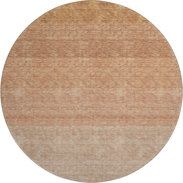 HomeRoots 8' Ombre Round Rug in Rust and Beige - Washable, UV-Protected, Stain-Resistant for Homes & Patios 673798