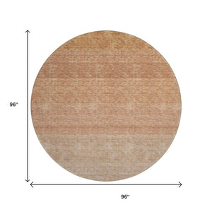 HomeRoots 8' Ombre Round Rug in Rust and Beige - Washable, UV-Protected, Stain-Resistant for Homes & Patios 673798