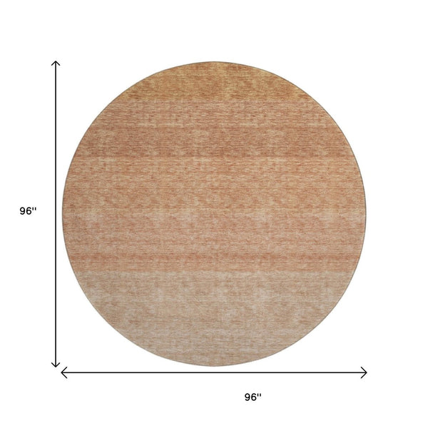 HomeRoots 8' Ombre Round Rug in Rust and Beige - Washable, UV-Protected, Stain-Resistant for Homes & Patios 673798