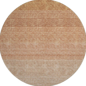 HomeRoots 8' Ombre Round Rug in Rust and Beige - Washable, UV-Protected, Stain-Resistant for Homes & Patios 673798