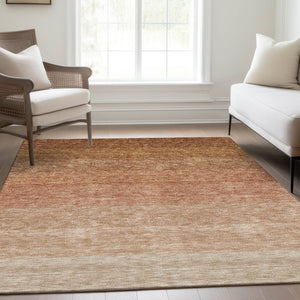 HomeRoots 8' X 10' Stylish Rust and Beige Ombre Area Rug - Durable, Washable, UV-Protected for Modern Spaces 673799