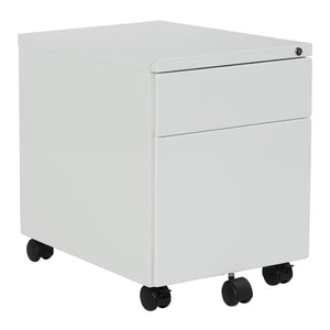 OSP Home Furnishings 22" Mobile Steel File Pedestal with Locking Drawers for Office or Standing Desk Use White PM22BF-WH