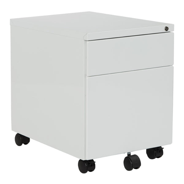 OSP Home Furnishings 22" Mobile Steel File Pedestal with Locking Drawers for Office or Standing Desk Use White PM22BF-WH