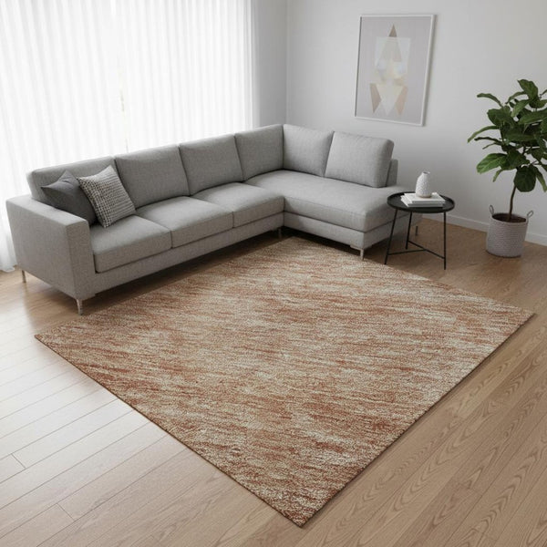 HomeRoots 9' X 12' Ombre Area Rug in Rust and Beige – Stylish, Washable, UV-Protected for High-Traffic Spaces 673800