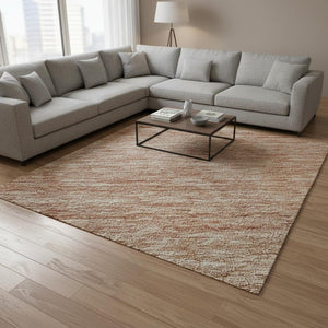 HomeRoots 10' X 14' Stylish Rust Beige Ombre Area Rug - Durable, Stain-Resistant, UV-Protected for Any Space! 673801