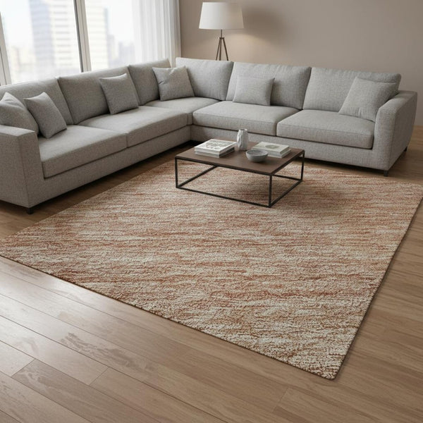 HomeRoots 10' X 14' Stylish Rust Beige Ombre Area Rug - Durable, Stain-Resistant, UV-Protected for Any Space! 673801