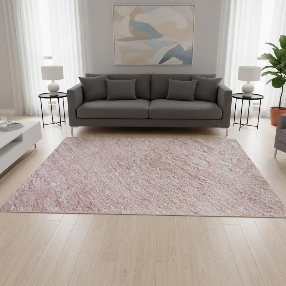HomeRoots 5' X 8' Stylish Pink and Ivory Ombre Area Rug - Washable, UV Protected, Perfect for Family Homes! 673803