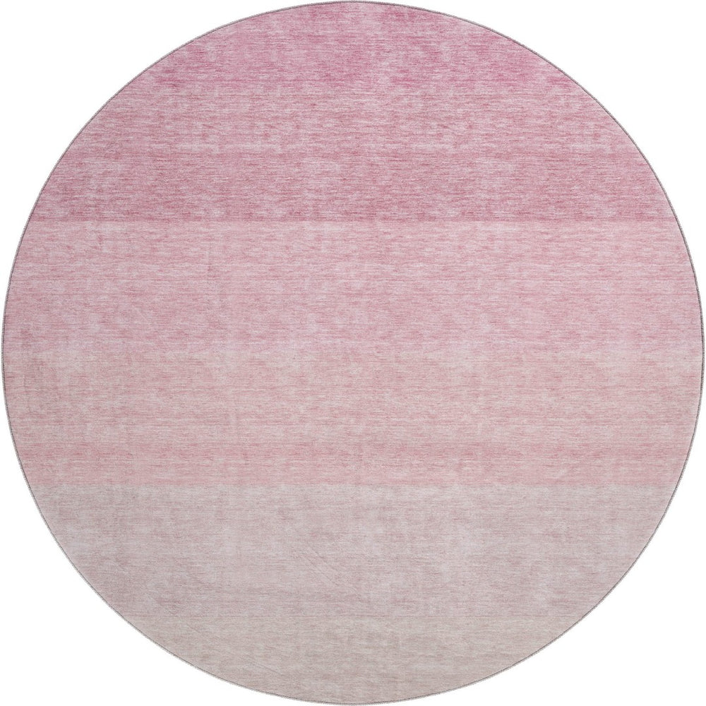 HomeRoots 8' Pink Ombre Round Rug - Washable, UV Protected, Stain-Resistant for High-Traffic Living Spaces! 673804