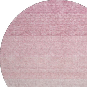 HomeRoots 8' Pink Ombre Round Rug - Washable, UV Protected, Stain-Resistant for High-Traffic Living Spaces! 673804