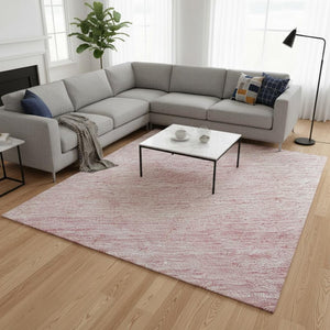 HomeRoots 8' X 10' Pink Ombre Area Rug - Washable, UV-Protected, Stain-Resistant for Homes with Kids & Pets 673805