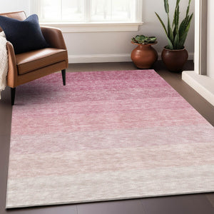 HomeRoots 10' Pink and Ivory Ombre Area Rug - Washable, UV Protected, Durable Design for Modern Living Spaces 673807