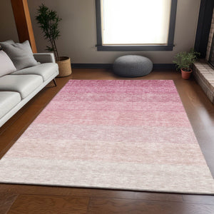 HomeRoots 10' Pink and Ivory Ombre Area Rug - Washable, UV Protected, Durable Design for Modern Living Spaces 673807