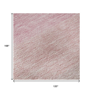 HomeRoots 10' Pink and Ivory Ombre Area Rug - Washable, UV Protected, Durable Design for Modern Living Spaces 673807