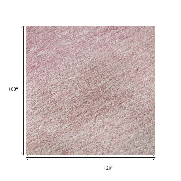 HomeRoots 10' Pink and Ivory Ombre Area Rug - Washable, UV Protected, Durable Design for Modern Living Spaces 673807