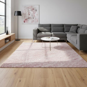 HomeRoots 10' Pink and Ivory Ombre Area Rug - Washable, UV Protected, Durable Design for Modern Living Spaces 673807