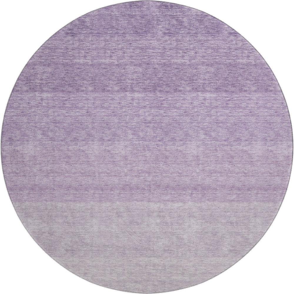 HomeRoots 8' Modern Purple and Ivory Ombre Round Rug - Washable, UV-Protected, Durable for Busy Homes 673810