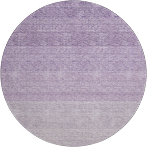 HomeRoots 8' Modern Purple and Ivory Ombre Round Rug - Washable, UV-Protected, Durable for Busy Homes 673810