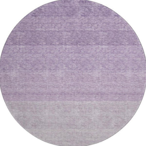HomeRoots 8' Modern Purple and Ivory Ombre Round Rug - Washable, UV-Protected, Durable for Busy Homes 673810