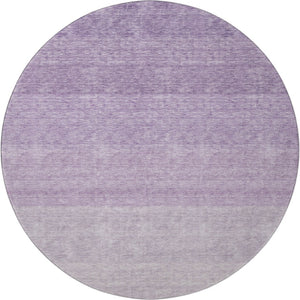 HomeRoots 8' Modern Purple and Ivory Ombre Round Rug - Washable, UV-Protected, Durable for Busy Homes 673810