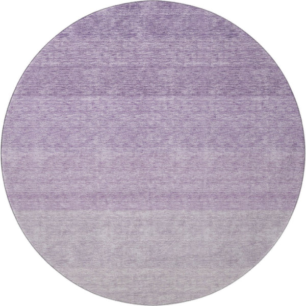 HomeRoots 8' Modern Purple and Ivory Ombre Round Rug - Washable, UV-Protected, Durable for Busy Homes 673810