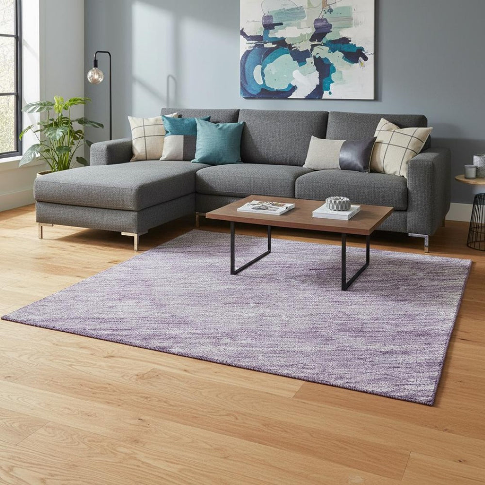 HomeRoots 10' X 14' Ombre Purple & Ivory Washable Area Rug – Stylish, Durable, UV Protected for Family Spaces! 673813