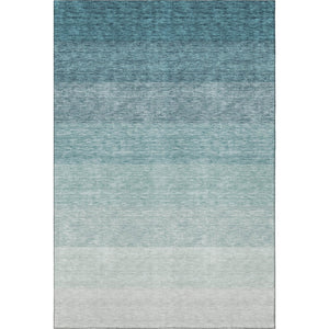 HomeRoots 5' Teal to Ivory Ombre Area Rug - Washable, UV-Protected, Stain-Resistant for Homes with Kids & Pets 673815