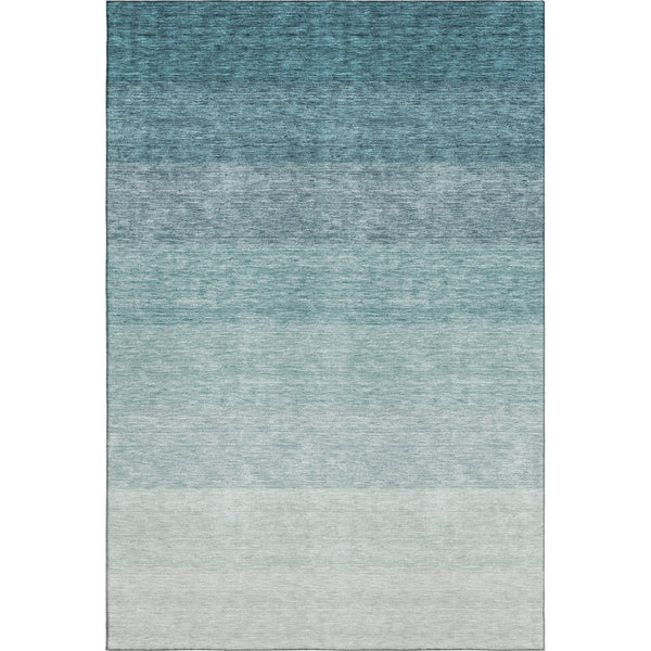 HomeRoots 8' X 10' Teal Ombre Area Rug - Washable, UV-Protected, Soft & Durable for High-Traffic Spaces 673817