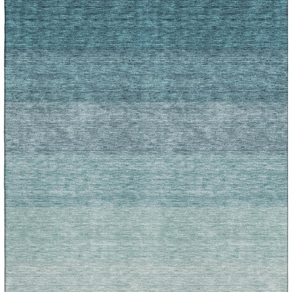 HomeRoots 9' X 12' Teal Ombre Area Rug - Modern, Washable, UV Protected & Perfect for High-Traffic Spaces 673818