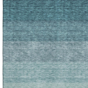 HomeRoots 10' Teal and Ivory Ombre Area Rug - Stylish, Washable, UV Protected, Durable for High-Traffic Spaces 673819