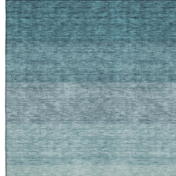 HomeRoots 10' Teal and Ivory Ombre Area Rug - Stylish, Washable, UV Protected, Durable for High-Traffic Spaces 673819