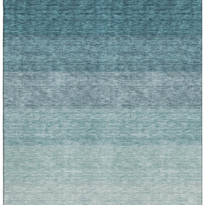 HomeRoots 10' Teal and Ivory Ombre Area Rug - Stylish, Washable, UV Protected, Durable for High-Traffic Spaces 673819