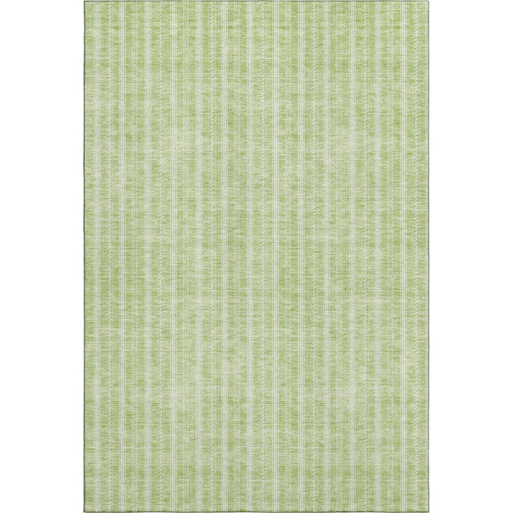 HomeRoots 5' x 8' Artichoke Green & Ivory Striped Area Rug – Durable, Washable, UV-Protected for Busy Homes 673821