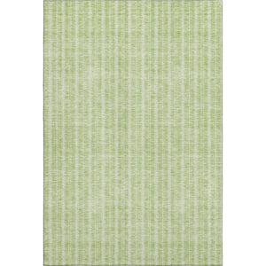 HomeRoots 5' x 8' Artichoke Green & Ivory Striped Area Rug – Durable, Washable, UV-Protected for Busy Homes 673821