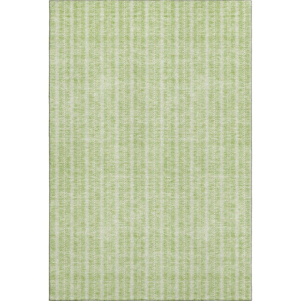 HomeRoots 5' x 8' Artichoke Green & Ivory Striped Area Rug – Durable, Washable, UV-Protected for Busy Homes 673821