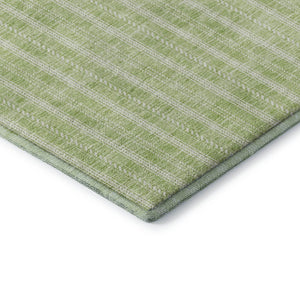 HomeRoots 5' x 8' Artichoke Green & Ivory Striped Area Rug – Durable, Washable, UV-Protected for Busy Homes 673821