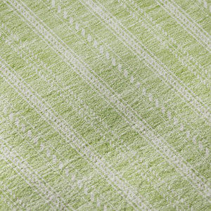 HomeRoots 8' Artichoke Green & Ivory Striped Washable Round Rug with UV Protection for Stylish Living Spaces 673822