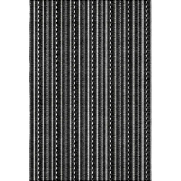 HomeRoots 5' X 8' Black And Ivory Striped Area Rug - Stylish, Washable, UV-Protected, Perfect for Any Room! 673827