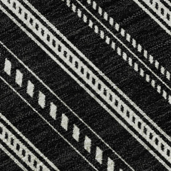 HomeRoots 5' X 8' Black And Ivory Striped Area Rug - Stylish, Washable, UV-Protected, Perfect for Any Room! 673827