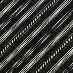 HomeRoots 5' X 8' Black And Ivory Striped Area Rug - Stylish, Washable, UV-Protected, Perfect for Any Room! 673827