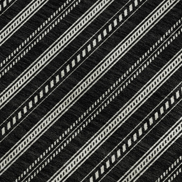 HomeRoots 5' X 8' Black And Ivory Striped Area Rug - Stylish, Washable, UV-Protected, Perfect for Any Room! 673827