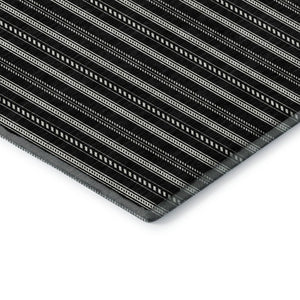 HomeRoots 8' X 10' Black and Ivory Striped Area Rug – Durable, Stain-Resistant & UV Protected for Busy Homes 673829