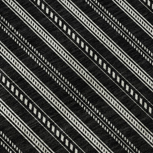 HomeRoots 8' X 10' Black and Ivory Striped Area Rug – Durable, Stain-Resistant & UV Protected for Busy Homes 673829