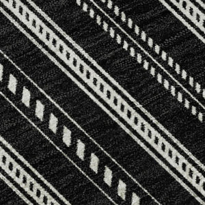 HomeRoots 8' X 10' Black and Ivory Striped Area Rug – Durable, Stain-Resistant & UV Protected for Busy Homes 673829