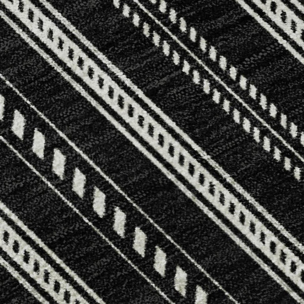 HomeRoots 8' X 10' Black and Ivory Striped Area Rug – Durable, Stain-Resistant & UV Protected for Busy Homes 673829