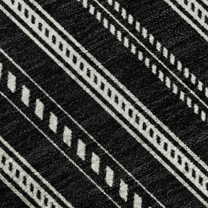 HomeRoots 9' X 12' Striped Black and Ivory Washable Area Rug - Durable, UV Protected, Pet-Friendly Design! 673830