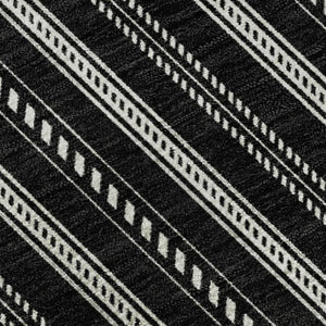 HomeRoots 9' X 12' Striped Black and Ivory Washable Area Rug - Durable, UV Protected, Pet-Friendly Design! 673830