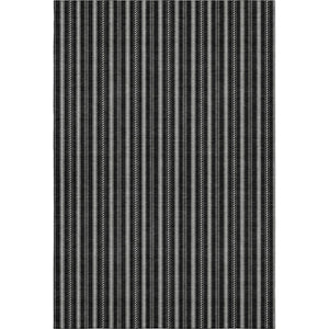 HomeRoots 10' X 14' Black and Ivory Striped Area Rug - Washable, UV-Protected, Durable, Stylish for Any Room 673831