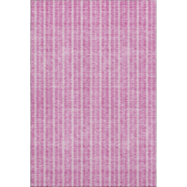 HomeRoots 8' X 10' Blush & Ivory Striped Area Rug - Machine Washable, UV Protected, Stain Resistant for Homes 673835